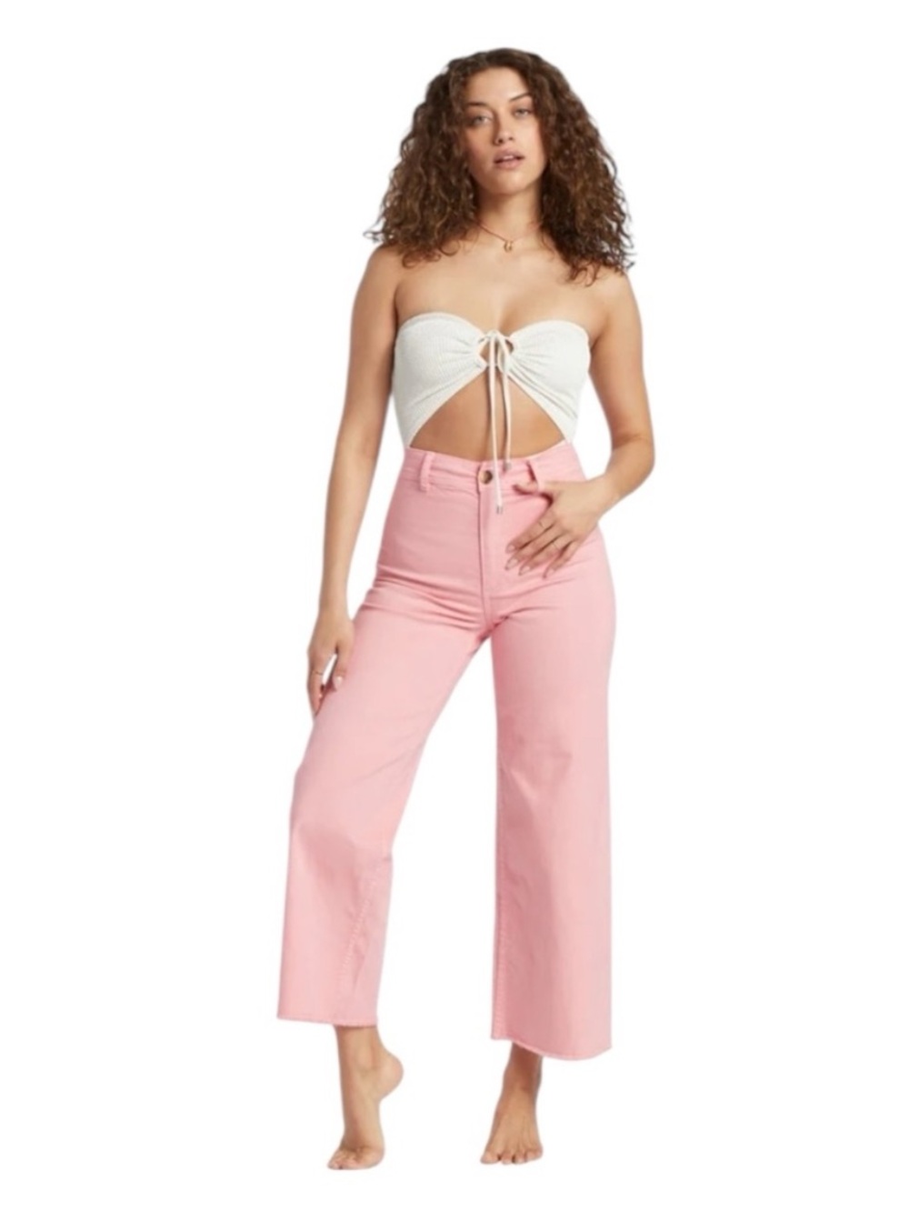 Billabong Free Fall High Waisted Wide Leg Jeans - Size 30 - Pink